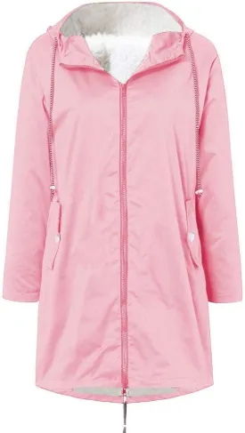 Aniywn Fleece-Lined Rain Jacket for Women Waterproof Windproof Snow Ski Hooded Jacket Winter Outdoor Windbreaker Coat