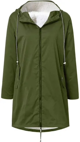 Aniywn Fleece-Lined Rain Jacket for Women Waterproof Windproof Snow Ski Hooded Jacket Winter Outdoor Windbreaker Coat