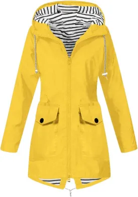 Aniywn Women's Waterproof Raincoat Outdoor Hooded Rain Jacket Windbreaker Lightweight Travel Rain Jacket Coats with Hood