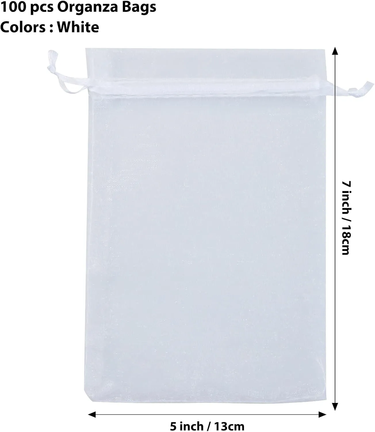 ANZNKU 100PCS Premium White Organza Bags 5x7 inches Mesh Bags Drawstring, Small Gift Pouches for Wedding Festival Makeup Party Favor