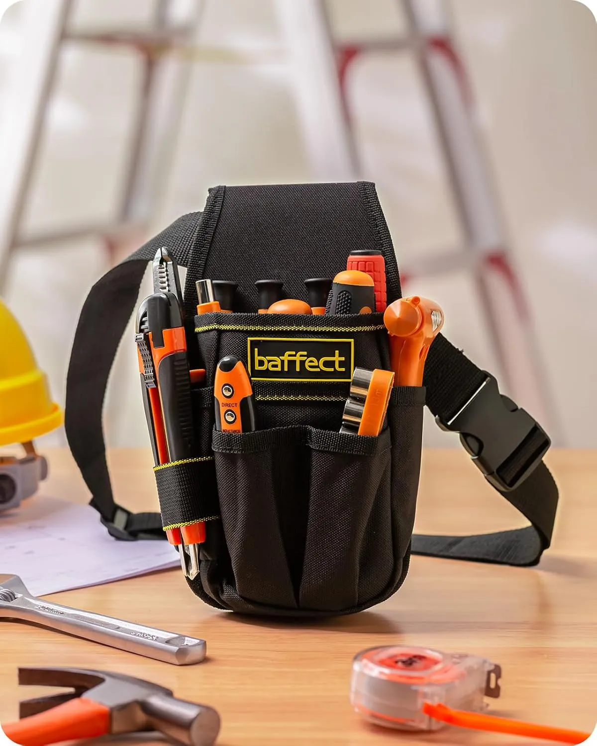 Baffect Pocket Tool Pouch6-Pouches and 9 Screwdriver Loops Construction, Heavy-Duty Tool Bag with Adjustable Belt for Electrician Work