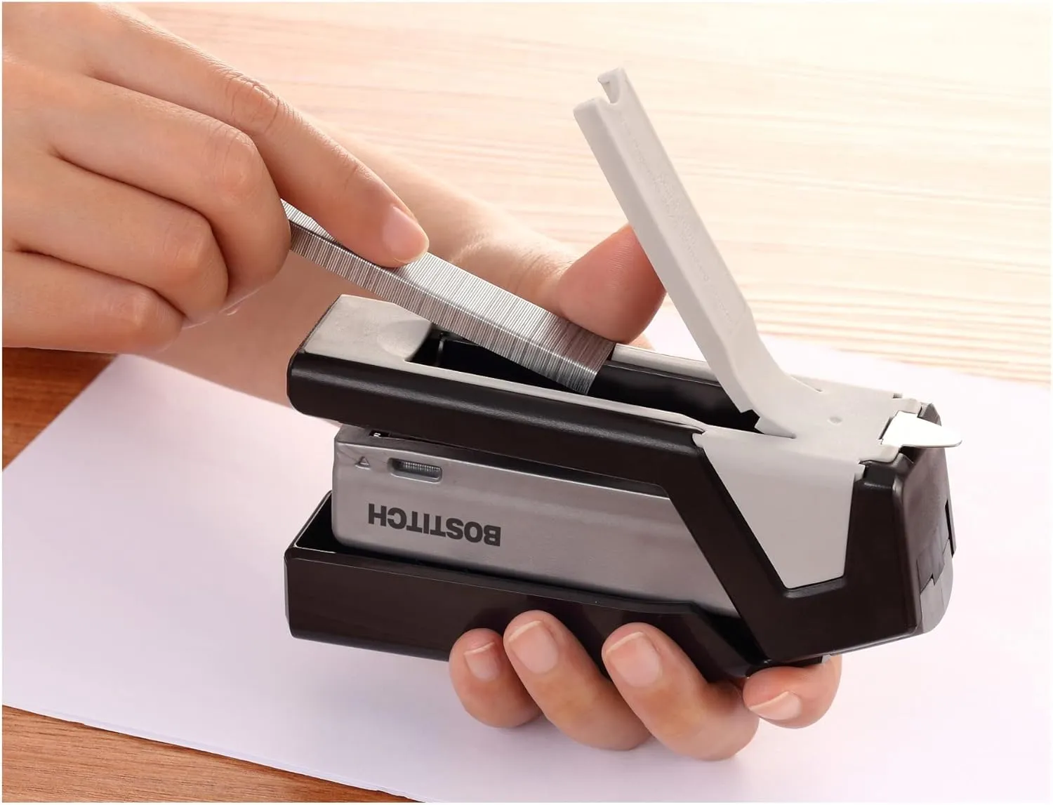 Bostitch Office InJoy Compact Eco-Friendly Stapler, 3-in-1, Reduced Effort, Half Strip, Jam-Free, 20 Sheet Capacity, Black (1510)
