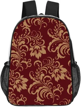 Chestnut Colored Flower Burgundy Transparent Fashion Waterproof PVC Transparent Backpack Unisex 17 Inches