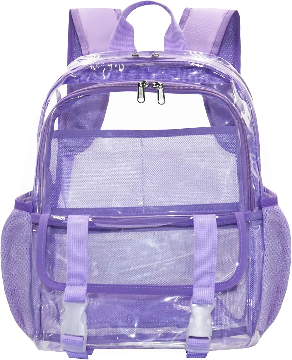 Clear Backpack, Large Clear Bag Stadium Approved Heavy Duty PVC Transparent See Through Backpacks for College,Stadium,Work,Security,Festivall,Light Purple