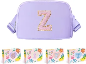 COSHAYSOO Initial Belt Bag Crossbody Chenille Letter Fanny Waist Pack Small Cross Body Purse for Teenager Girls Women Preppy Personalized Birthday Valentines Easter Christmas Gift Purple Z