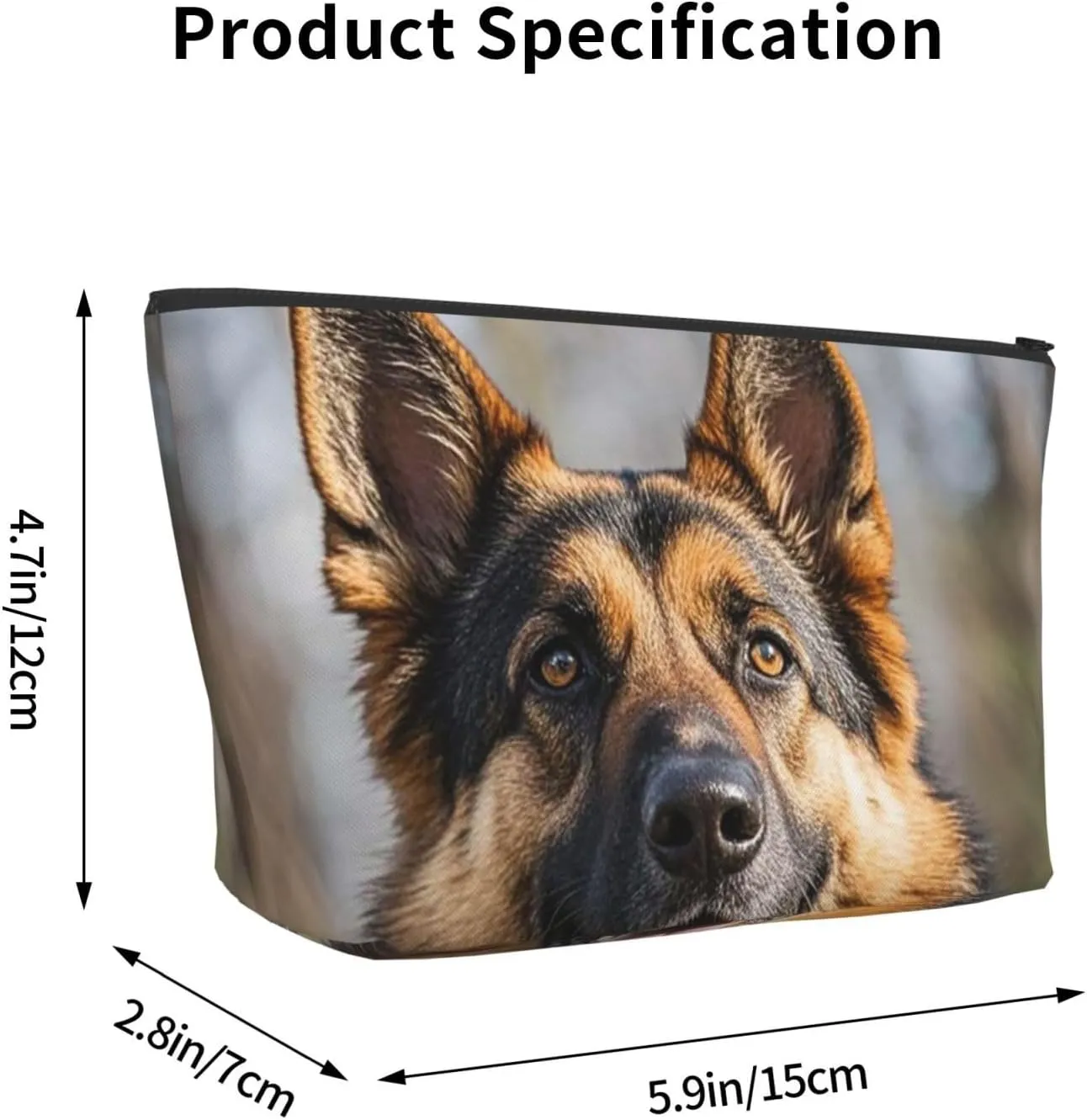 Cosmetic Bag Portable Makeup Bag German Shepherd Dog Toiletry Bag Large Capacity Zipper Pouch Waterproof Toiletry Pouch Makeup Organizer Case for Women Men