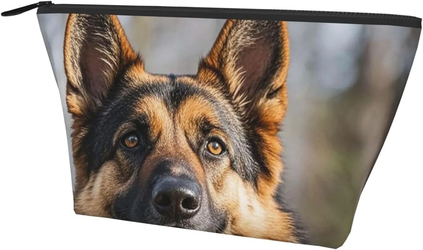 Cosmetic Bag Portable Makeup Bag German Shepherd Dog Toiletry Bag Large Capacity Zipper Pouch Waterproof Toiletry Pouch Makeup Organizer Case for Women Men