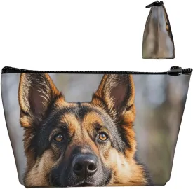 Cosmetic Bag Portable Makeup Bag German Shepherd Dog Toiletry Bag Large Capacity Zipper Pouch Waterproof Toiletry Pouch Makeup Organizer Case for Women Men