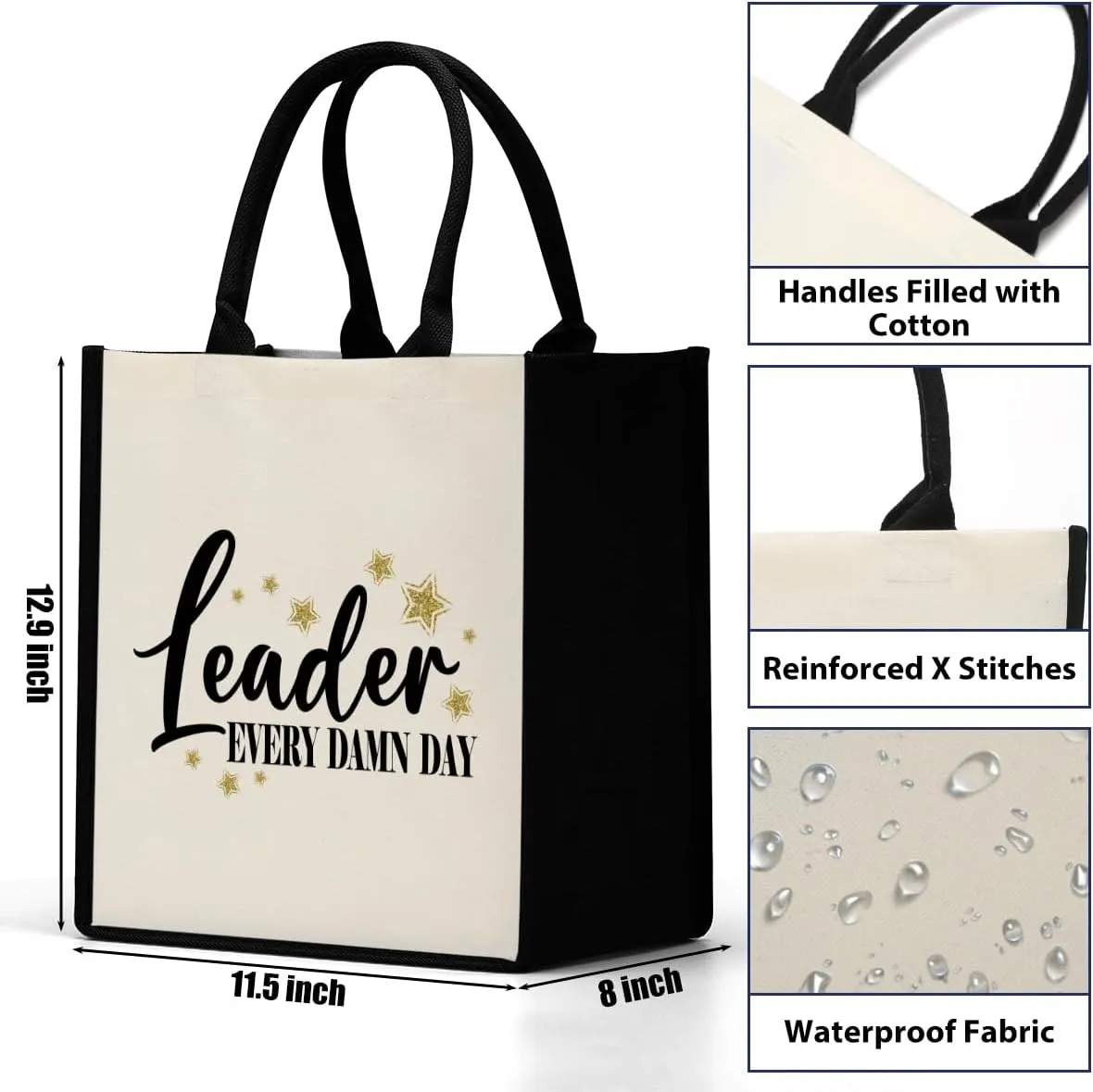 Decohim Boss Lady Gifts for Women, Supervisor & Leadership Gifts, Waterproof Canvas Tote Bag for Boss Day & Christmas