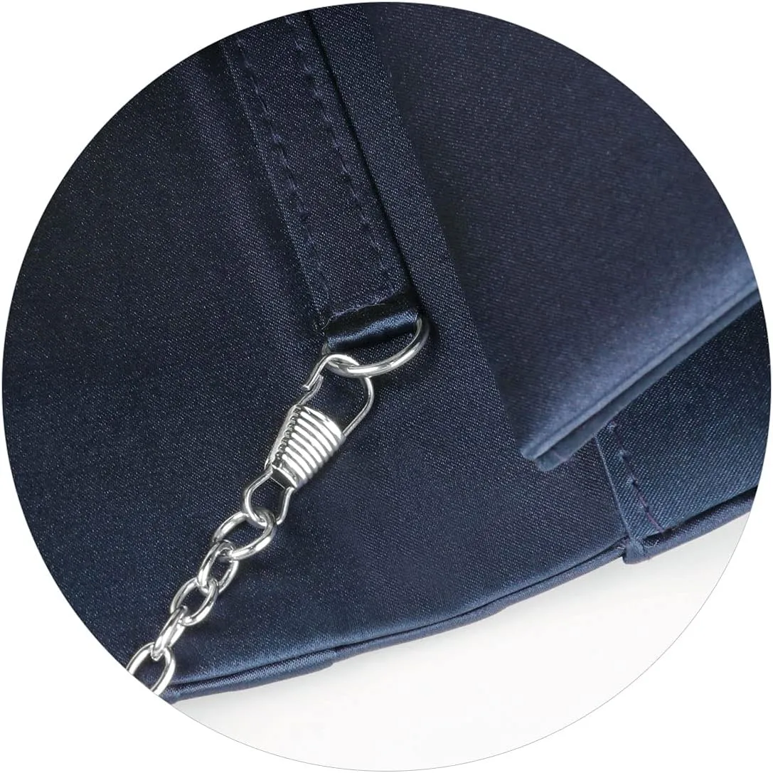 Evening Bags For Women Pleated Satin Rhinestone Brooch Prom Clutch Purse With Detachable Chain Strap