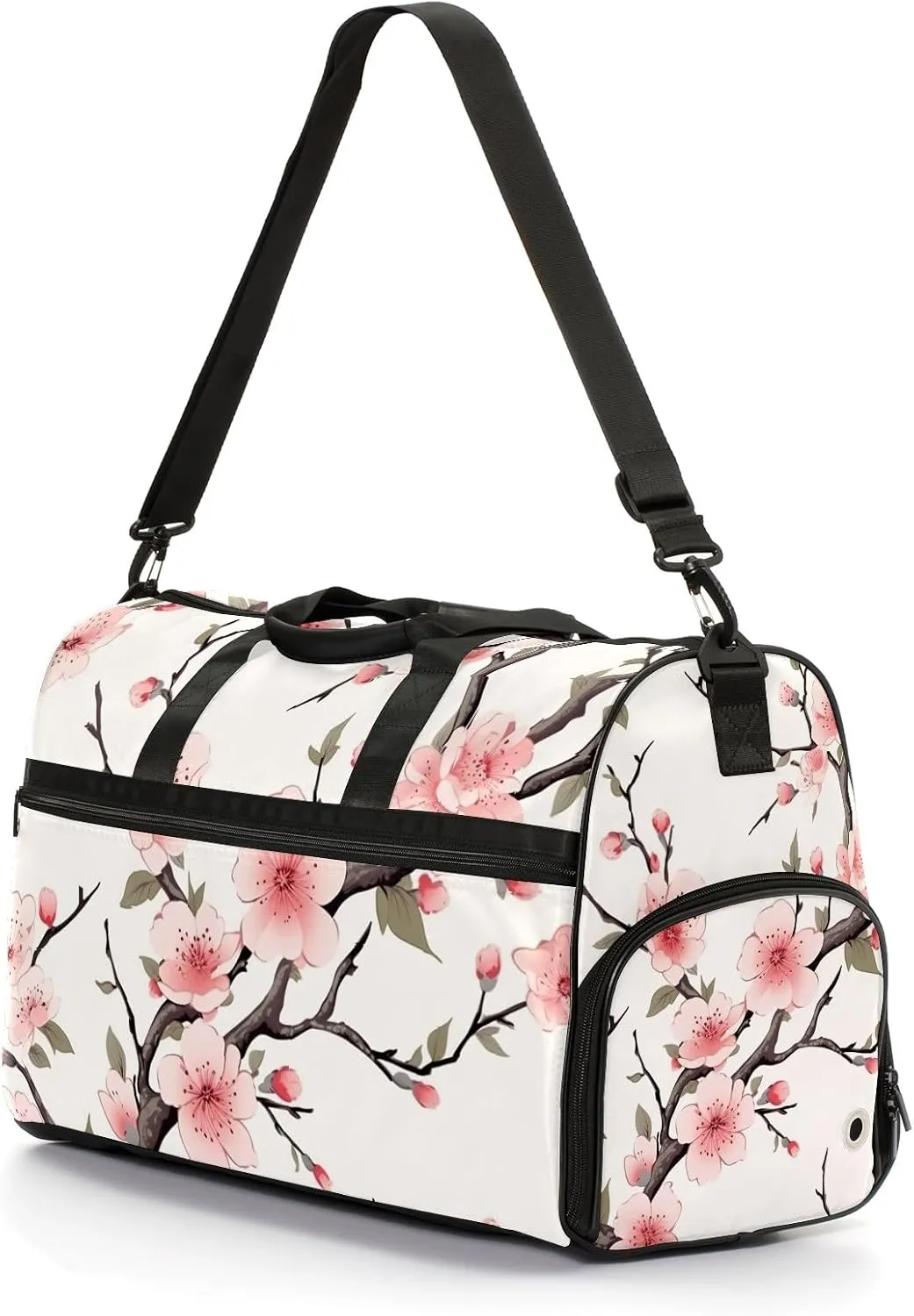 Gym Bag for Women Men, Yoga Bag with Shoe Pocket, Travel Duffel Tote Bag for Plane, Workout, Swimming, Weekend Overnight Bag Carry on Bag Hospital Holdalls, Chinese Painting Peach Blossom - 3