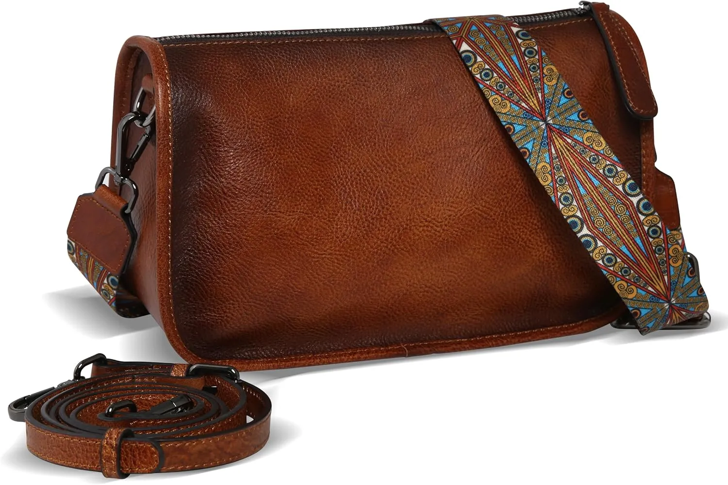 HESHE Crossbody Bag for Women Leather Purse Trendy Multi Pocket Cross Body Purses