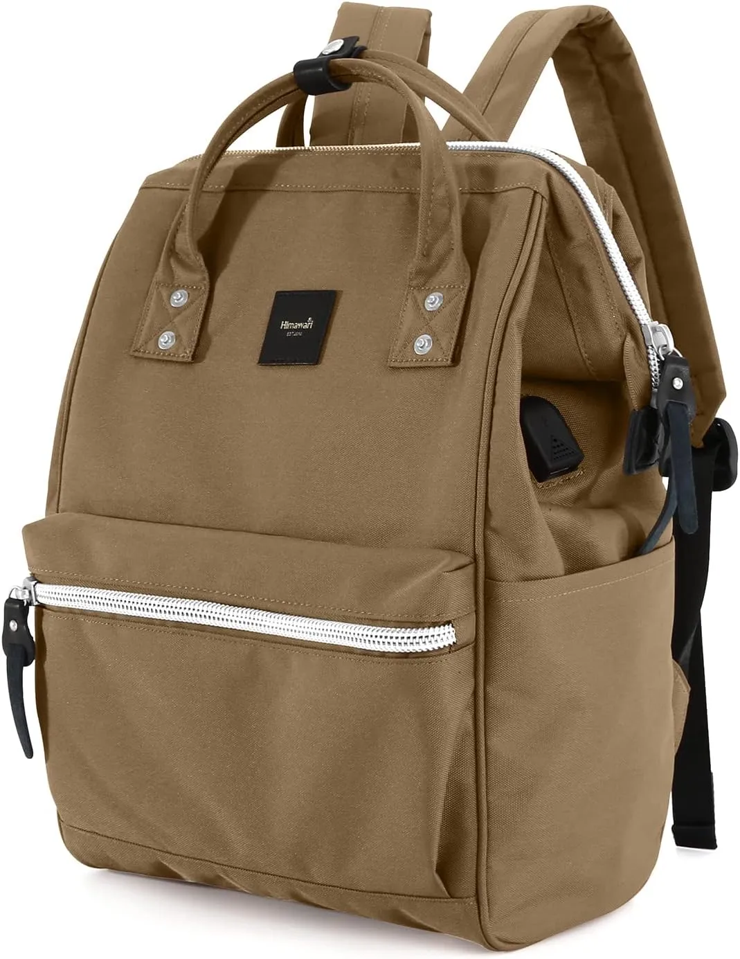 himawari Laptop Backpack for Women & Men 16 Inch - Water Resistant Anti-Theft Travel Backpack with USB Charging Port, Large Business Computer Bag for College (1881-mocha)