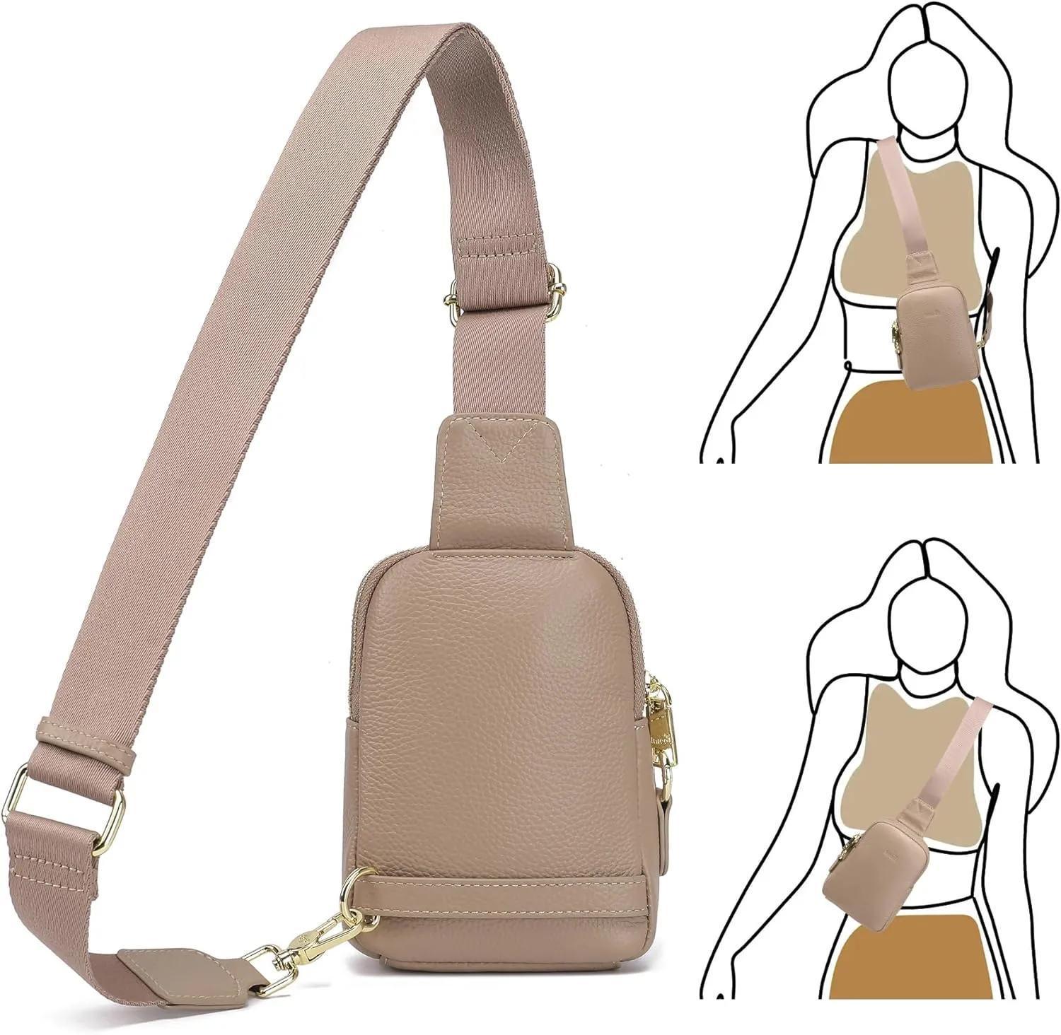 INICAT Small Crossbody Sling Bags for Women Vegan Leather Cell Phone Purse Fanny Packs for Women Men