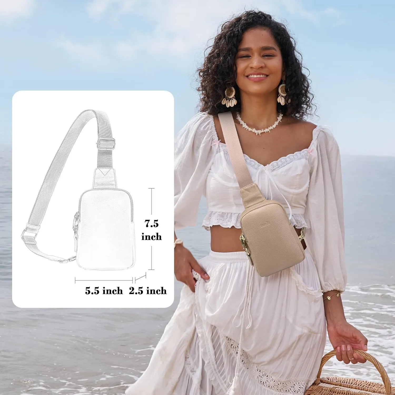 INICAT Small Crossbody Sling Bags for Women Vegan Leather Cell Phone Purse Fanny Packs for Women Men
