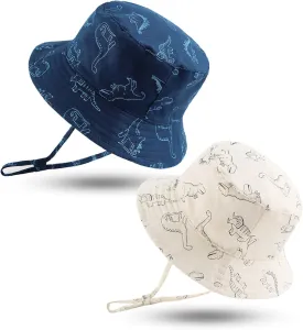 JANGANNSA Dinosaur Baby Boys Sun Hat Cotton Toddler Girls Bucket Hats Summer Sun Protect Cap for Kids
