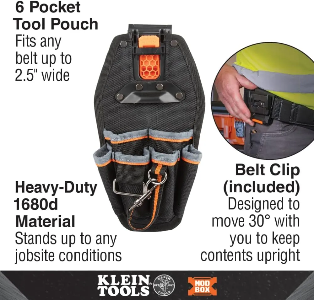Klein Tools MODbox Tool Pouch, Electrician Bag, Quickly Attach and Release from Tool Belts and MODBox Rail System