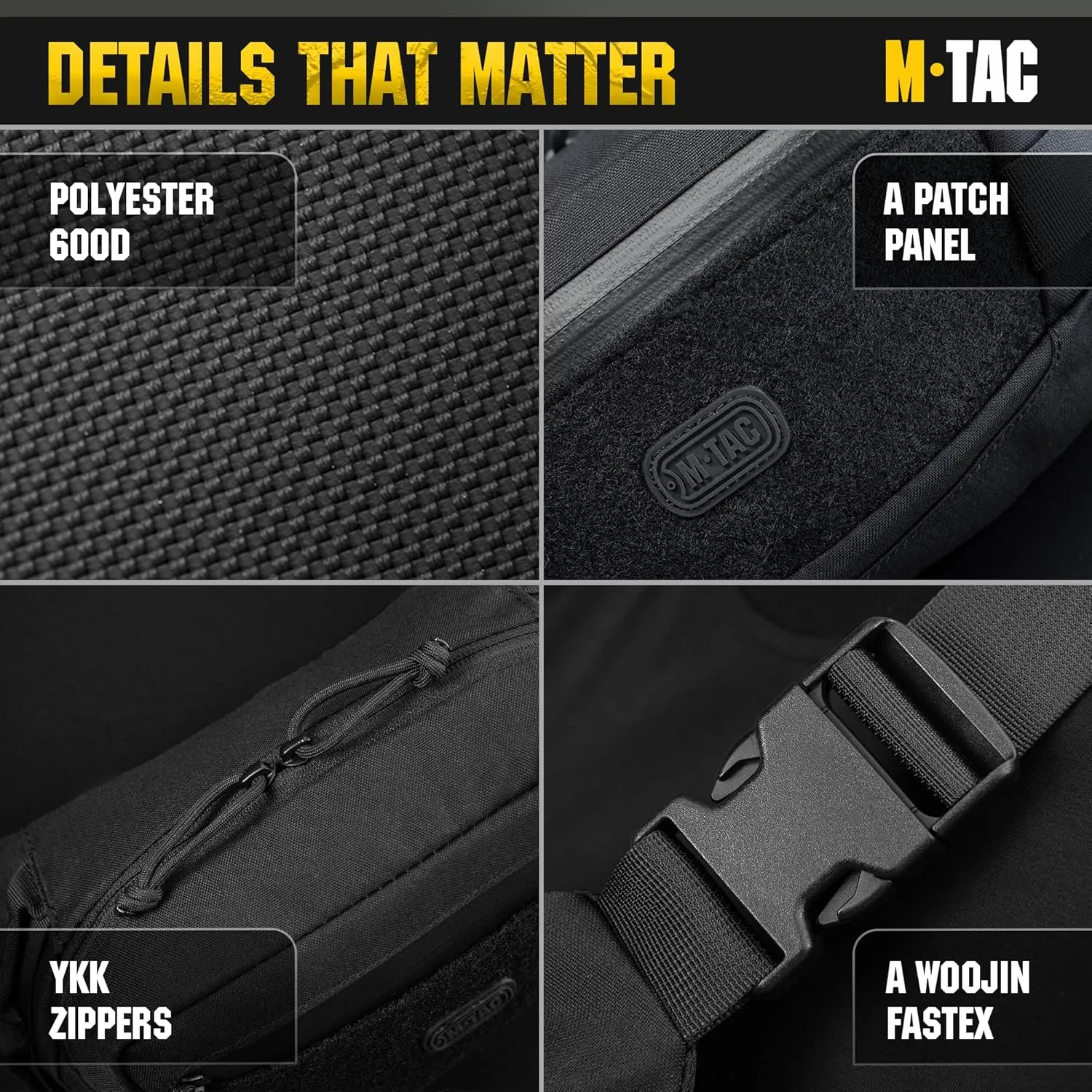M-Tac Large Companion Waist Pack - Tactical Belt Bag EDC - Fanny Pack for Men (Black with CCW option)