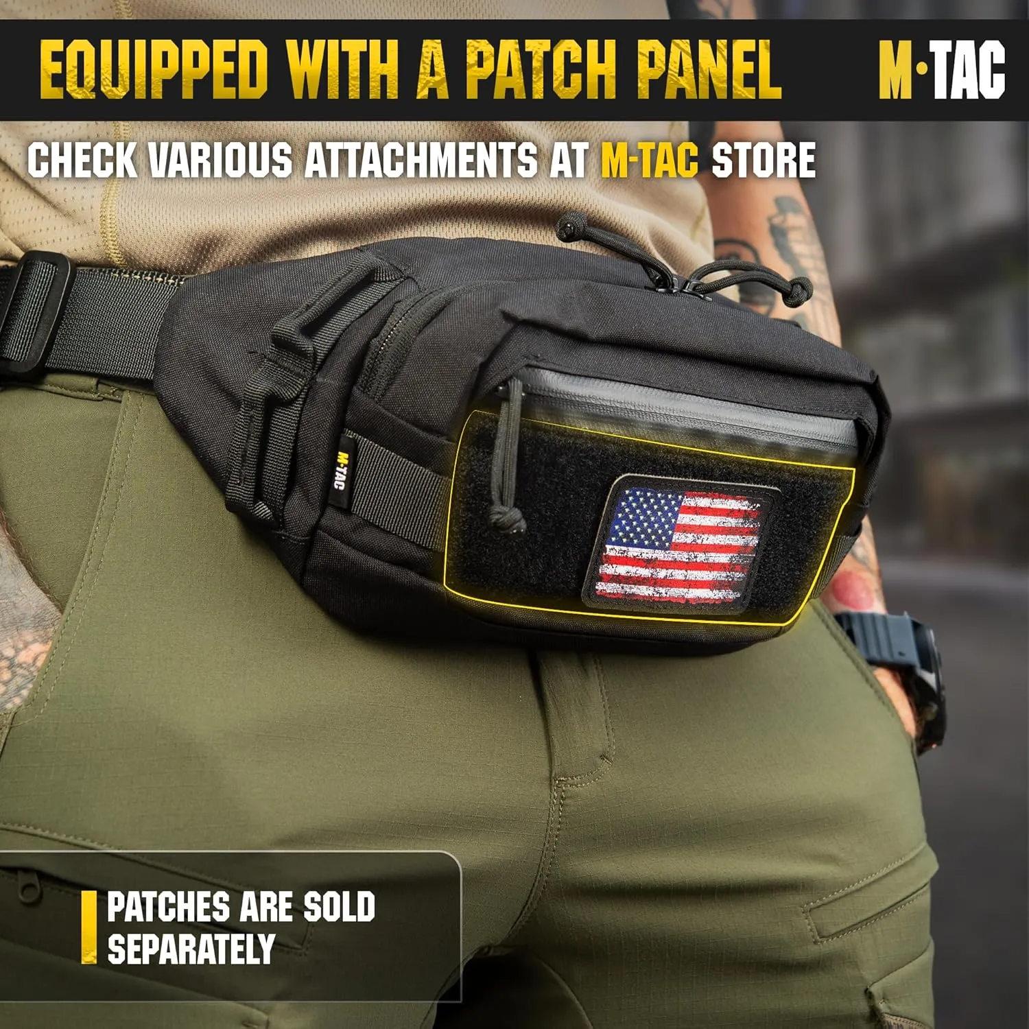 M-Tac Large Companion Waist Pack - Tactical Belt Bag EDC - Fanny Pack for Men (Black with CCW option)