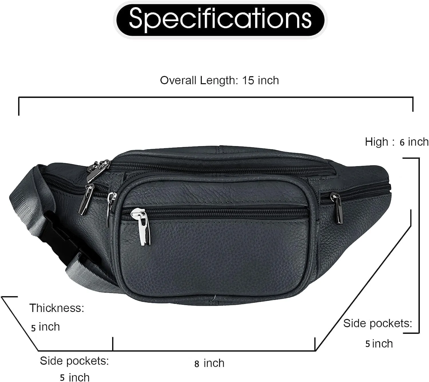 Men's Women's Leather Fanny Pack Waist-Pack Cellphone Holder Crossover Bag