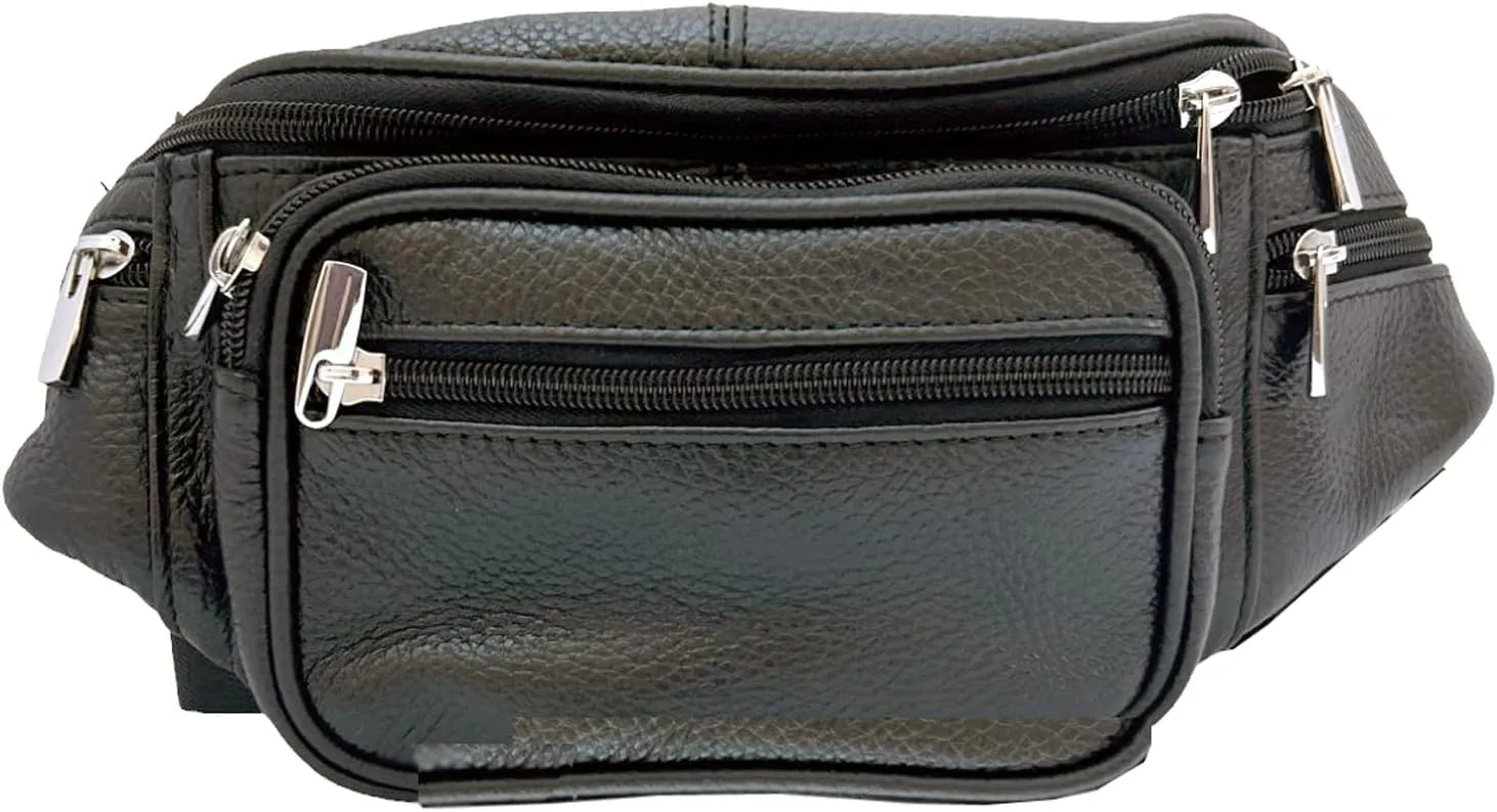 Men's Women's Leather Fanny Pack Waist-Pack Cellphone Holder Crossover Bag
