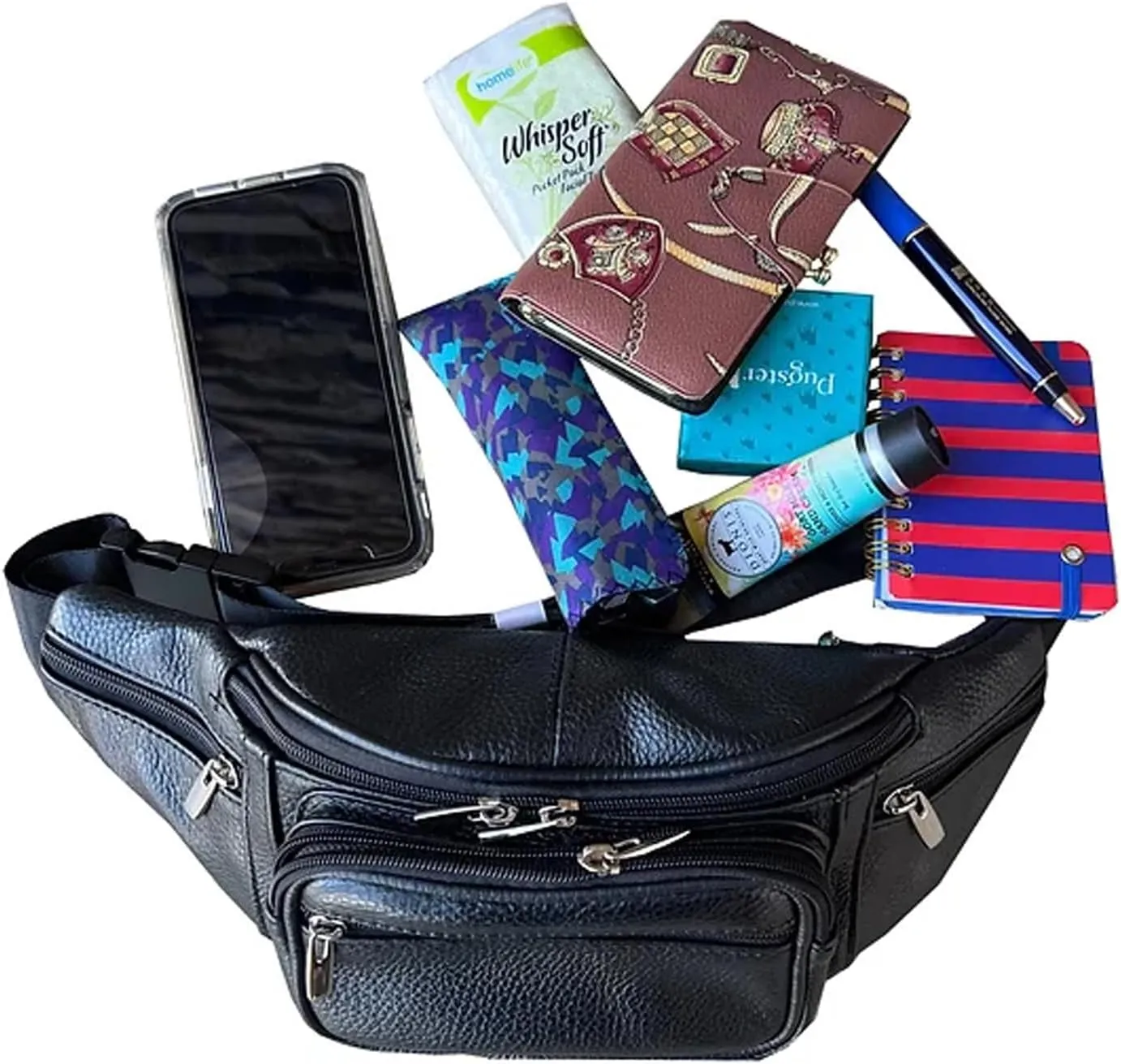 Men's Women's Leather Fanny Pack Waist-Pack Cellphone Holder Crossover Bag