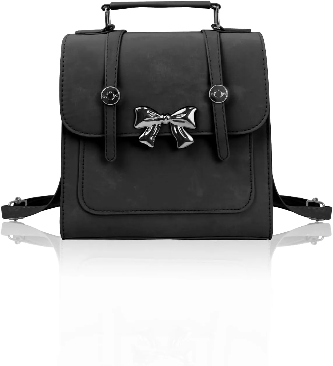 Mini Backpack - Small PU Leather Backpack for Women & Girls (Black)