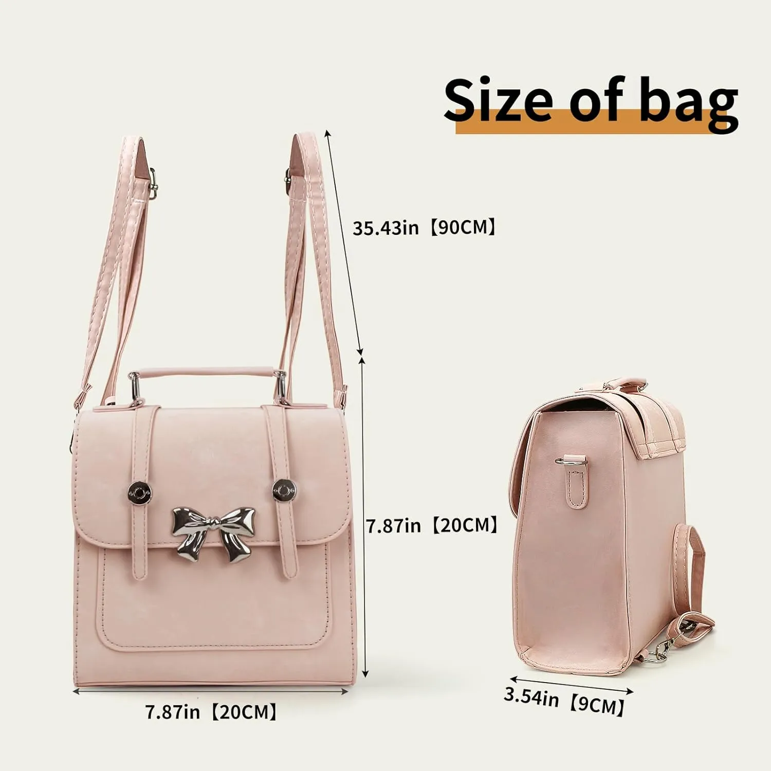 Mini Backpack - Small PU Leather Backpack for Women & Girls (Black)