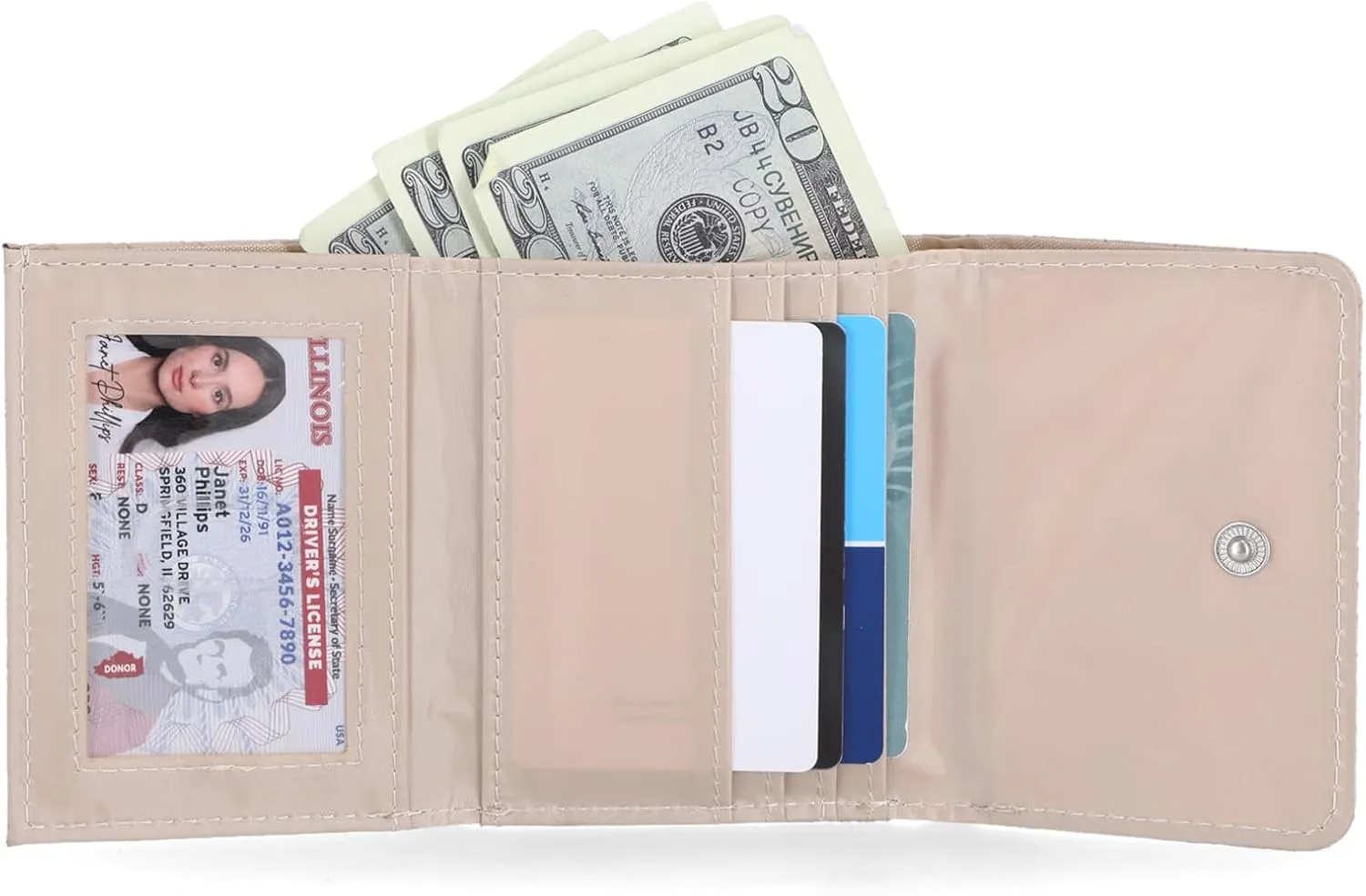Mundi Anna Indexer Small Wallet for Women, Slim Credit Card Holder with Zipper Coin Pocket, Bifold Compact Womens Wallet with ID Window in Camel Woven