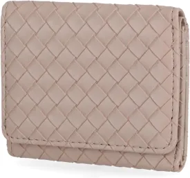 Mundi Anna Indexer Small Wallet for Women, Slim Credit Card Holder with Zipper Coin Pocket, Bifold Compact Womens Wallet with ID Window in Camel Woven