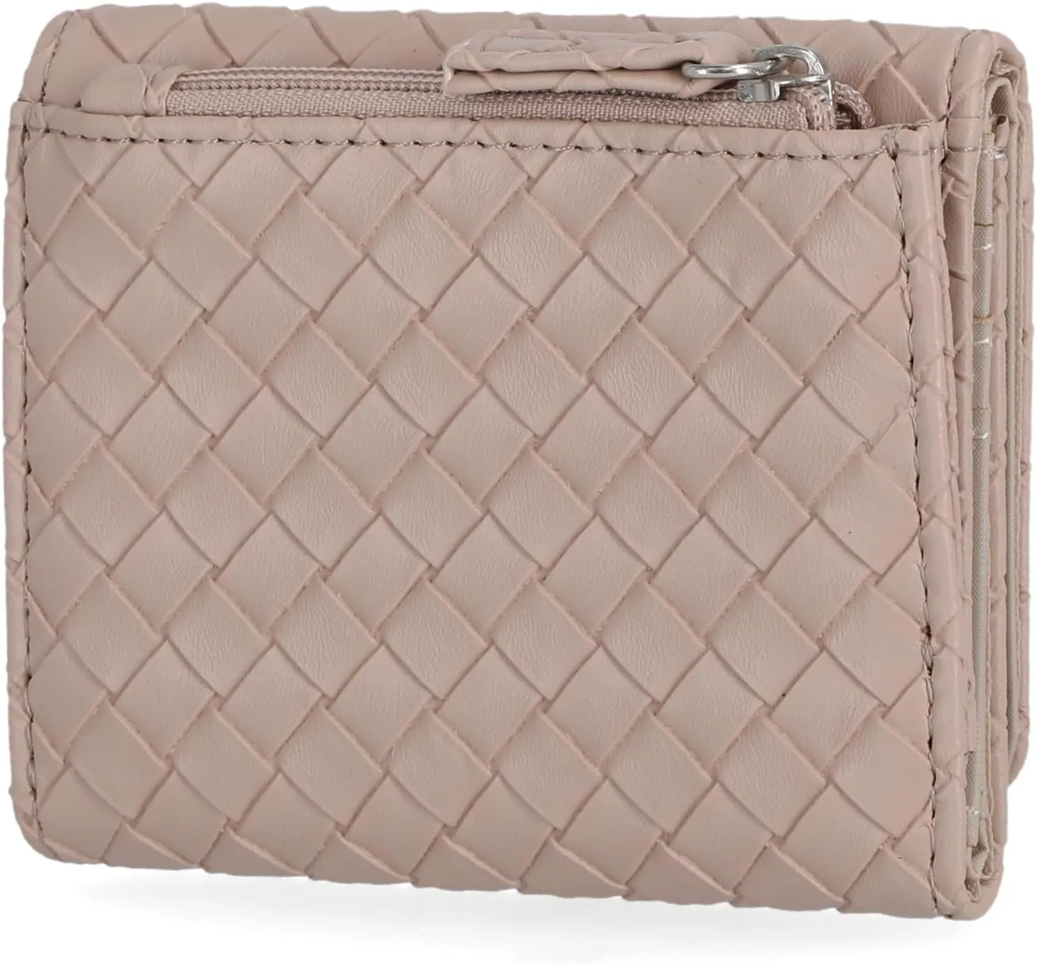 Mundi Anna Indexer Small Wallet for Women, Slim Credit Card Holder with Zipper Coin Pocket, Bifold Compact Womens Wallet with ID Window in Camel Woven