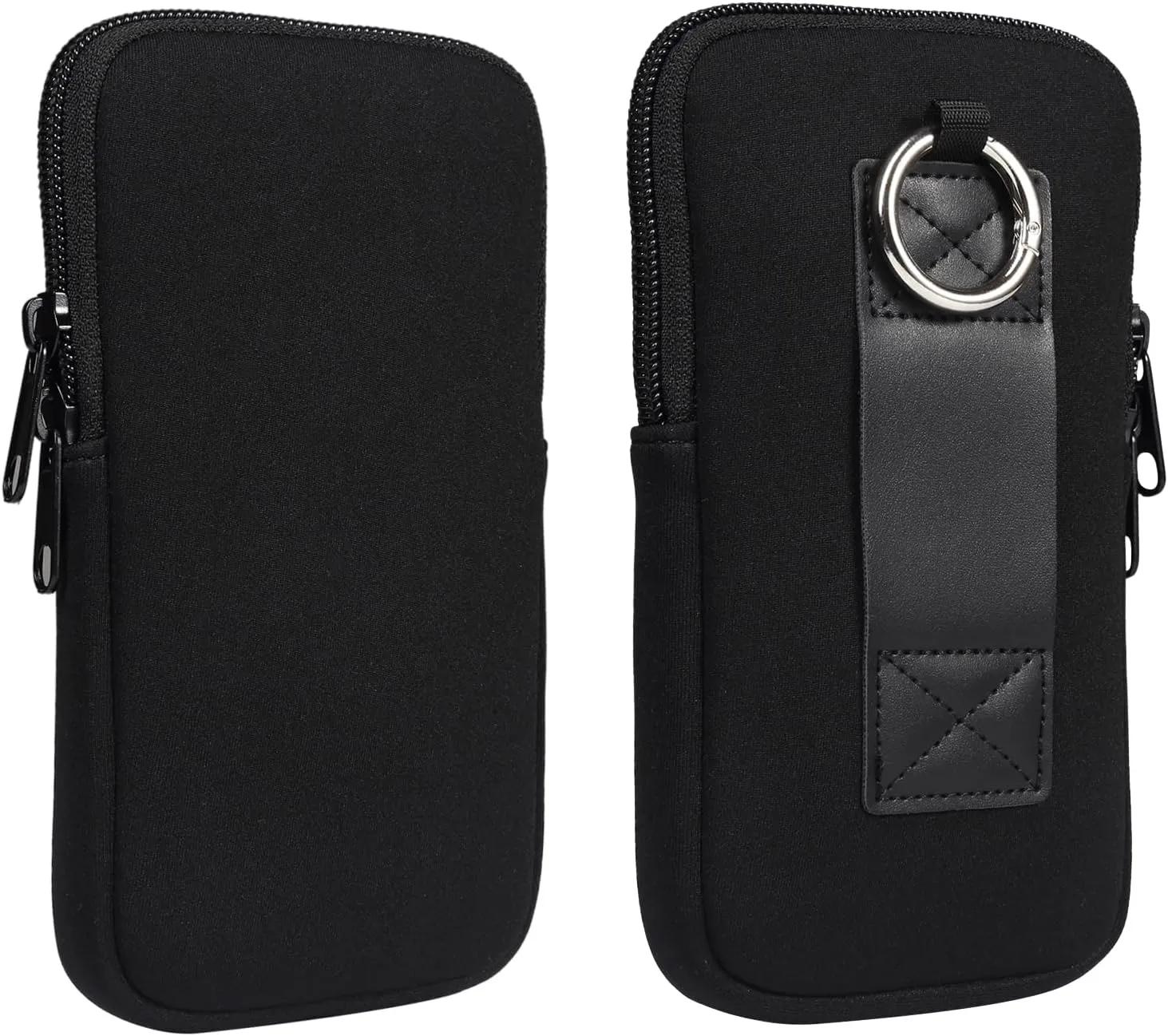 Neoprene Cellphone Sleeve, Zipper Belt Clip Holster Pouch Case for iPhone 16 15 14 13 12 Mini X XS SE Samsung Galaxy S24 S23 S22 S21 S20 A01 Google Pixel 9 8 7a (Black, M6.1)