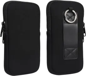 Neoprene Cellphone Sleeve, Zipper Belt Clip Holster Pouch Case for iPhone 16 15 14 13 12 Mini X XS SE Samsung Galaxy S24 S23 S22 S21 S20 A01 Google Pixel 9 8 7a (Black, M6.1)