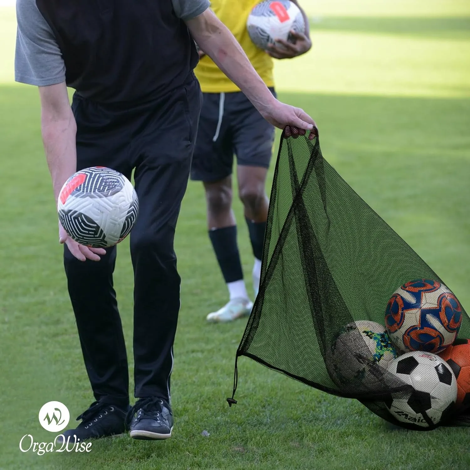 OrgaWise Heavy Duty Mesh Ball Bag,Basketball Bag for Balls,Ball Bags Mesh for Soccer/Volleyball/Football (School/Home/Park/Garage/Beach)