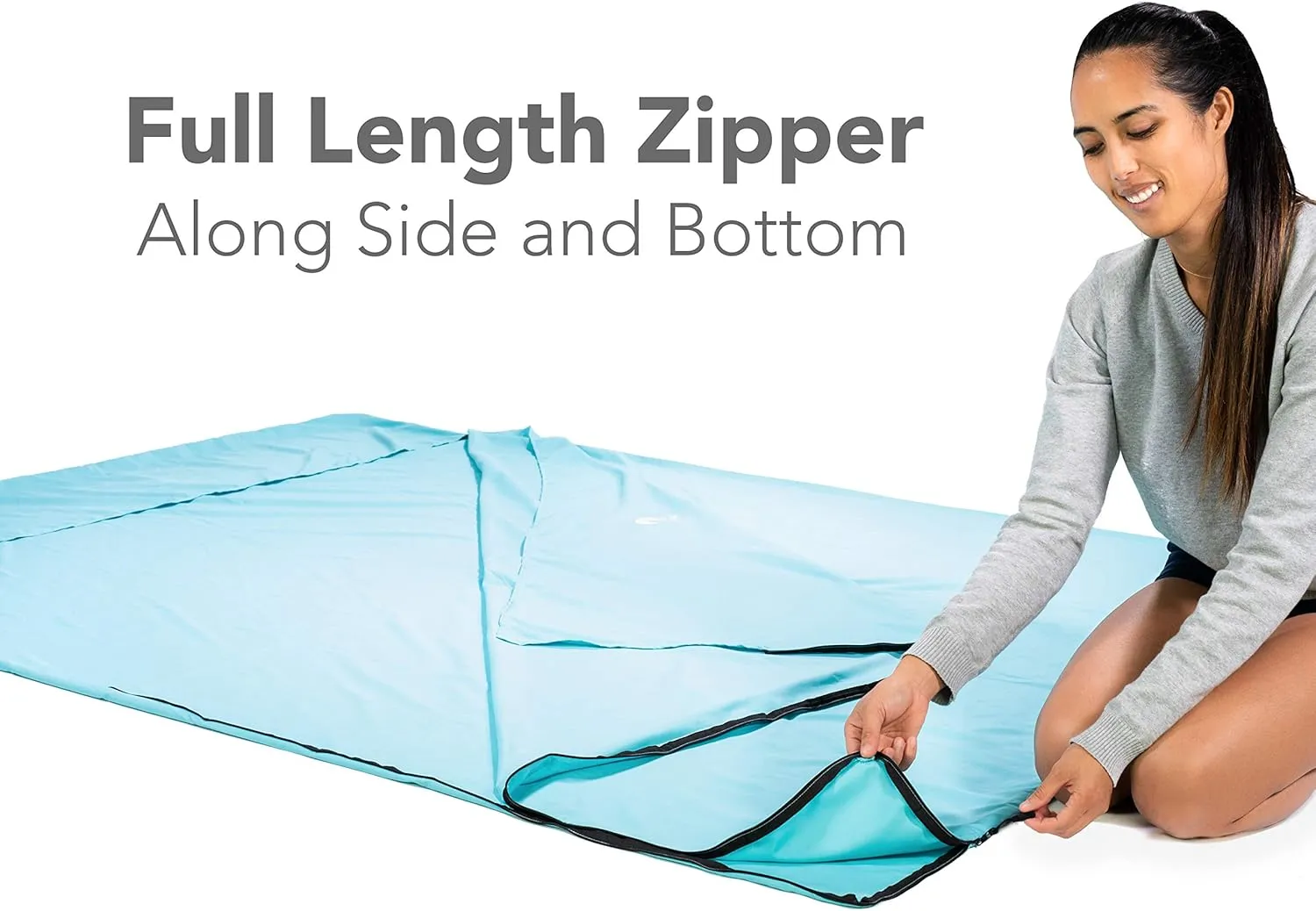 Pike Trail Sleeping Bag Liner  Travel and Camping Sheet, Lightweight and Compact Insert with Full Length Zipper and Guarantee