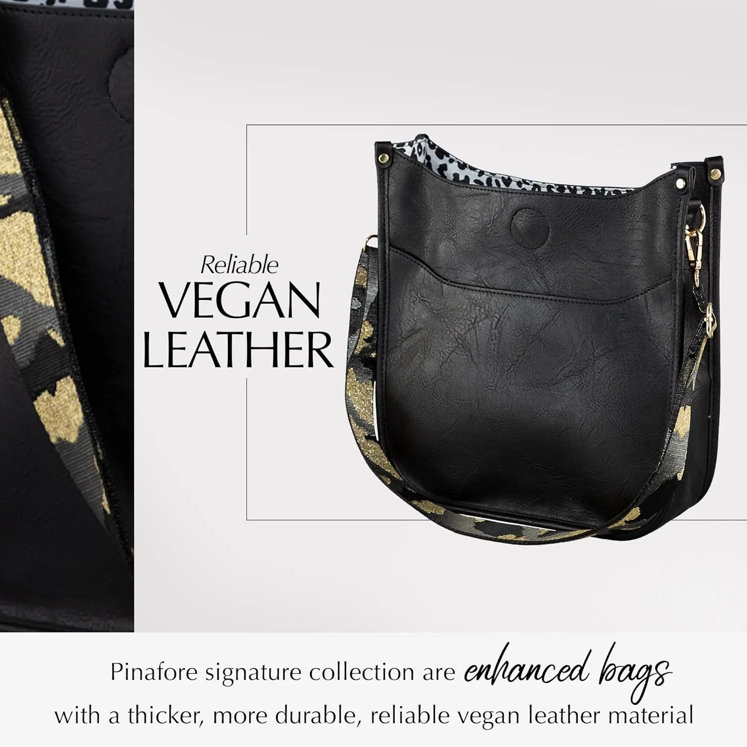 Pinafore Vegan Leather Crossbody Fashion Shoulder Bag with Adjustable Strap