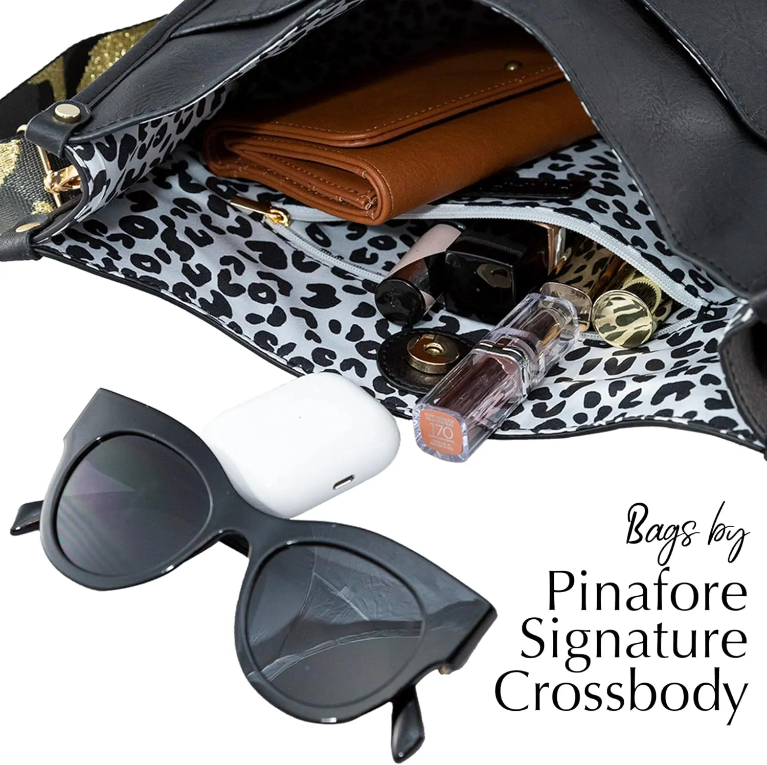 Pinafore Vegan Leather Crossbody Fashion Shoulder Bag with Adjustable Strap