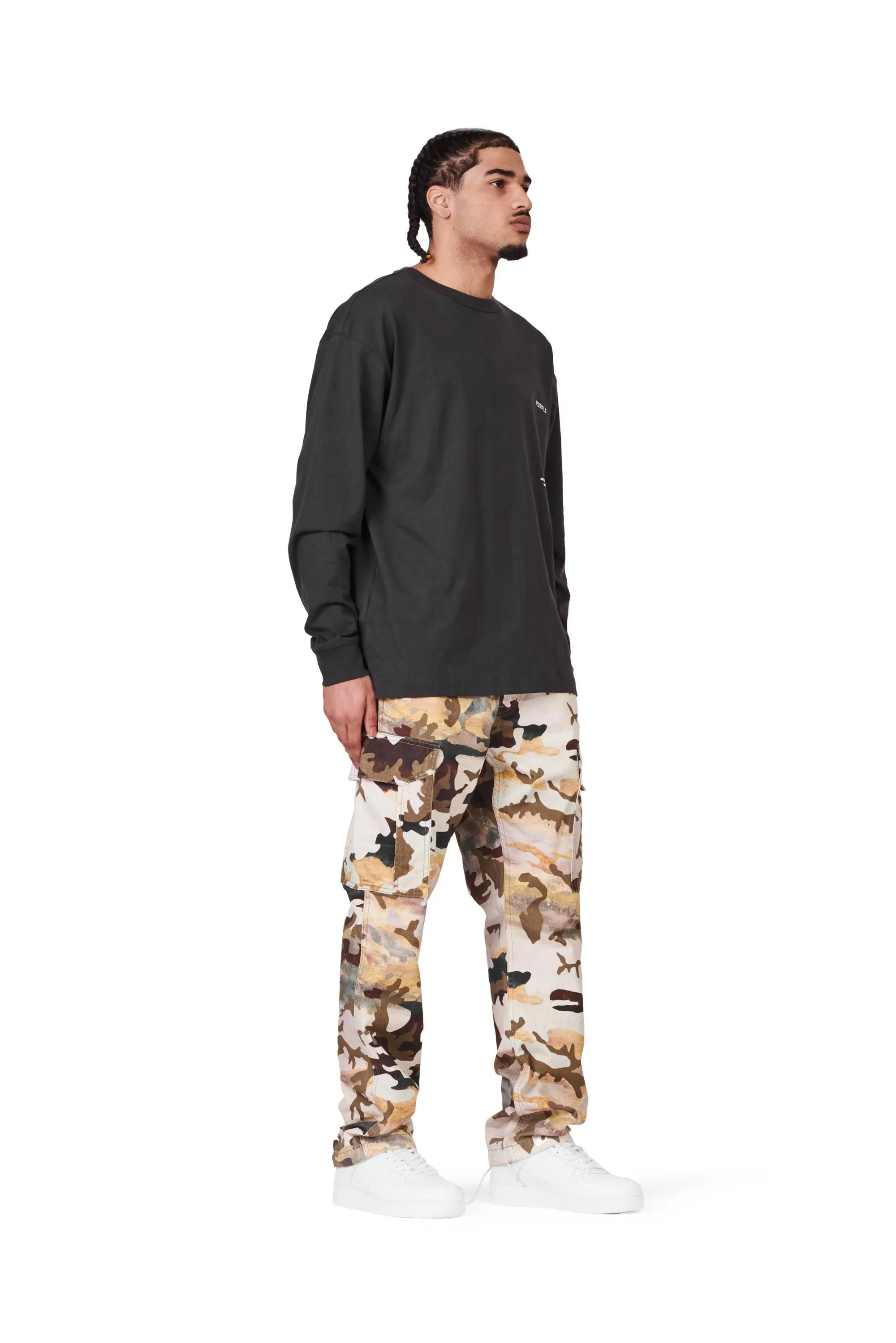 Purple brand twill camo cargo pant