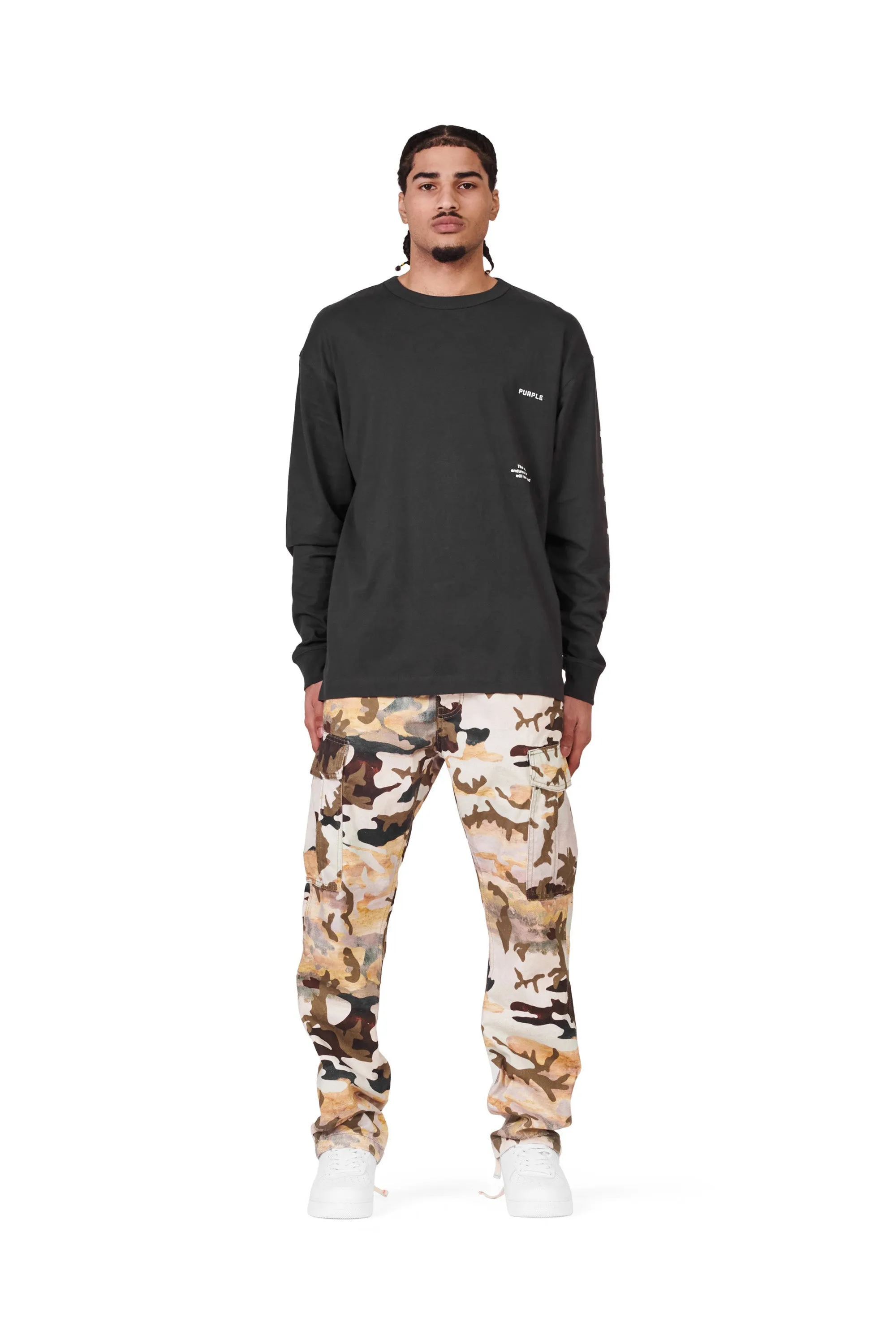Purple brand twill camo cargo pant