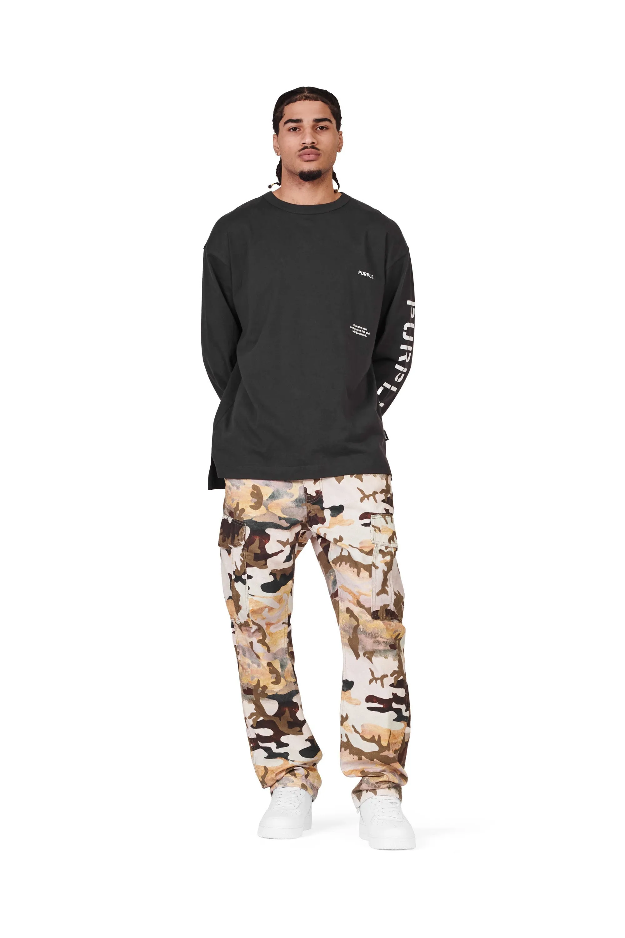 Purple brand twill camo cargo pant