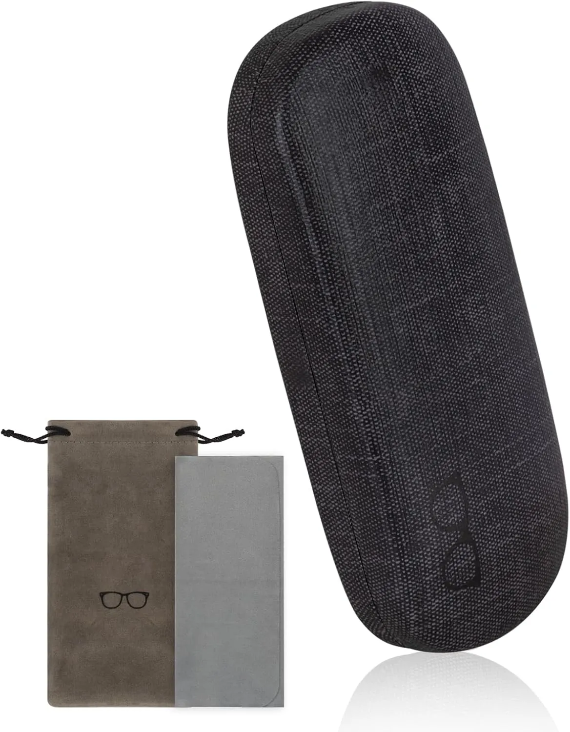 RayLove Hard Shell Glasses Case, PU leather Eyeglass Case Comes with a Pouch & Cleaning Cloth
