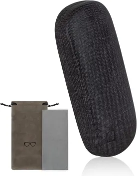 RayLove Hard Shell Glasses Case, PU leather Eyeglass Case Comes with a Pouch & Cleaning Cloth
