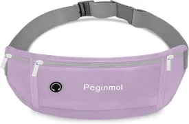 Slim Running Belt Fanny Pack, Waist Pack Bag for Women Men, Running Pouch for Phone Waterproof Reflective with 3 Pouches, Running Phone Holder for Sports, Traveling (Purple)