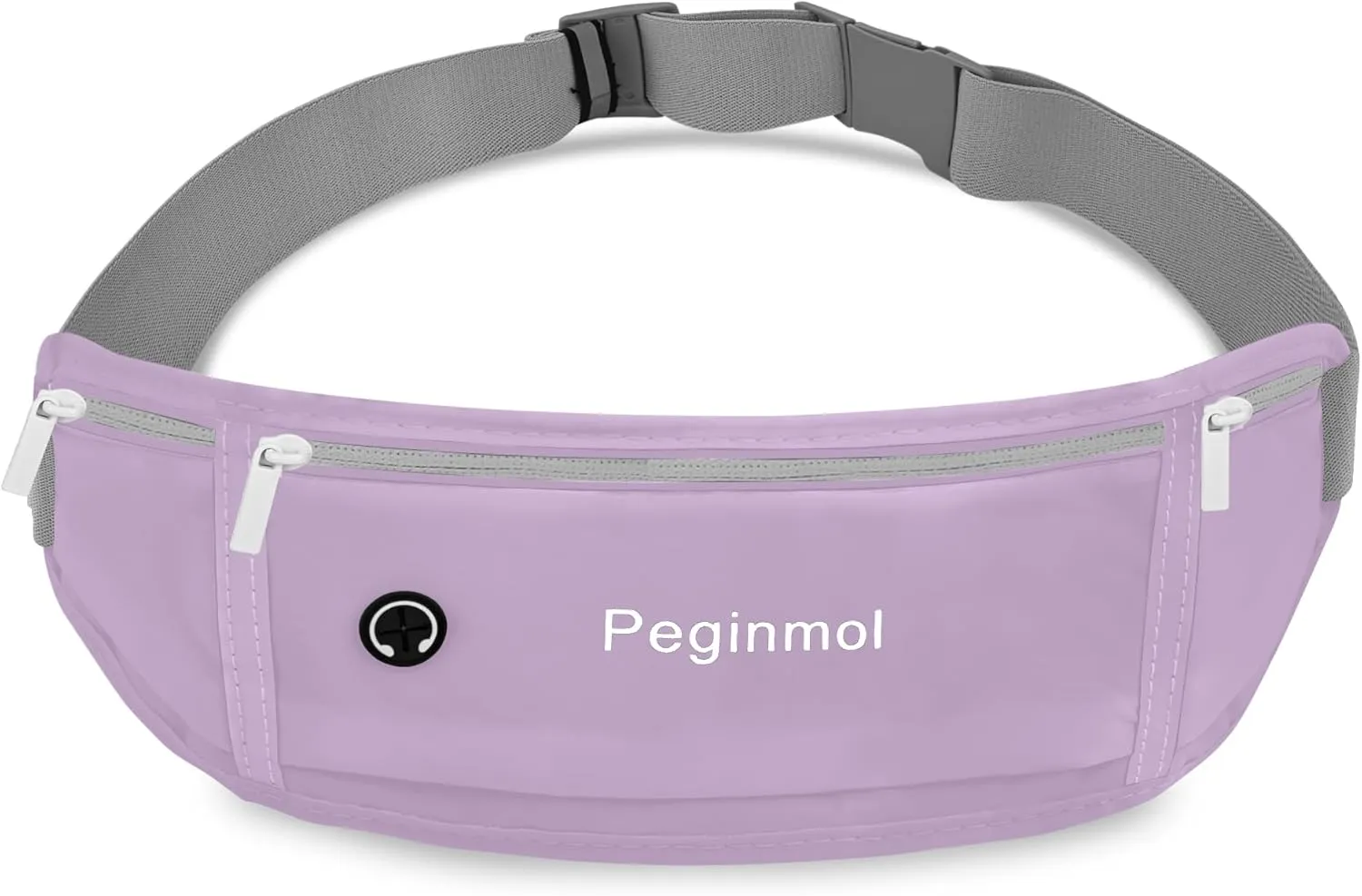 Slim Running Belt Fanny Pack, Waist Pack Bag for Women Men, Running Pouch for Phone Waterproof Reflective with 3 Pouches, Running Phone Holder for Sports, Traveling (Purple)