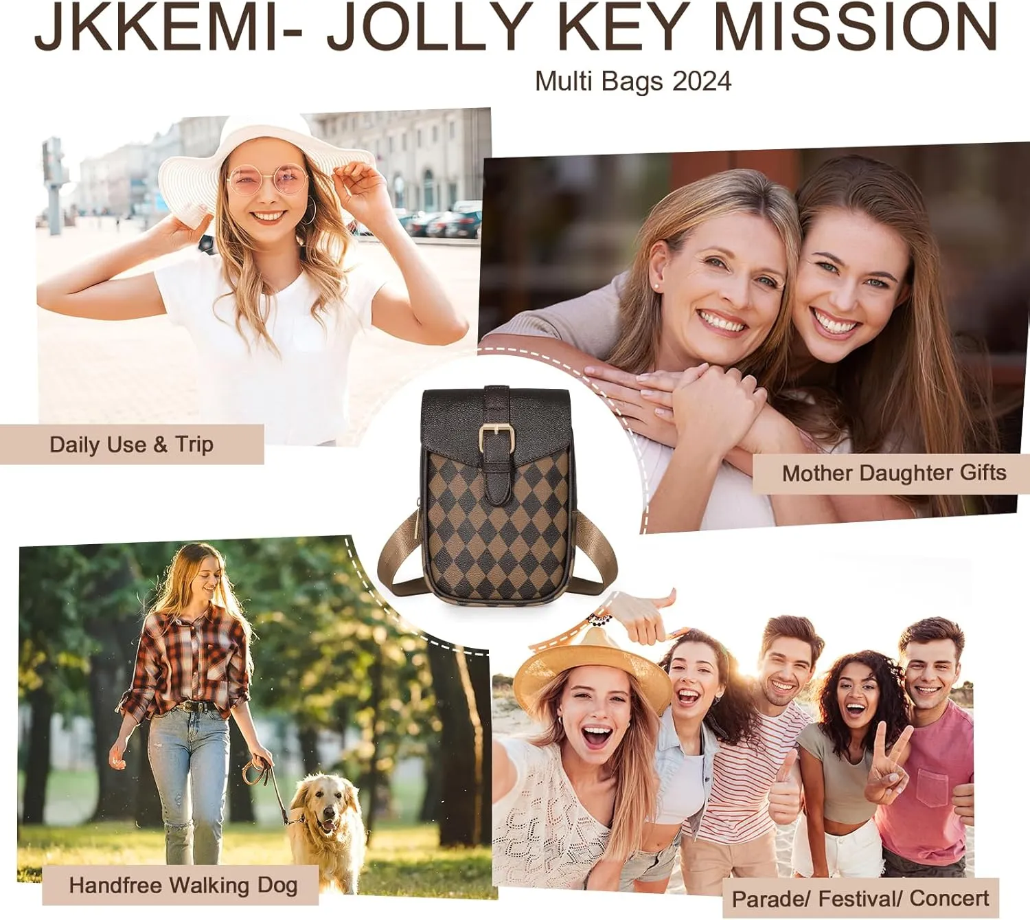 Small Cross Body Bags for Women 2024 Faux Leather 5 Position Wear Fanny Pack Brown Waist Belt Bag for Travel Daily Use