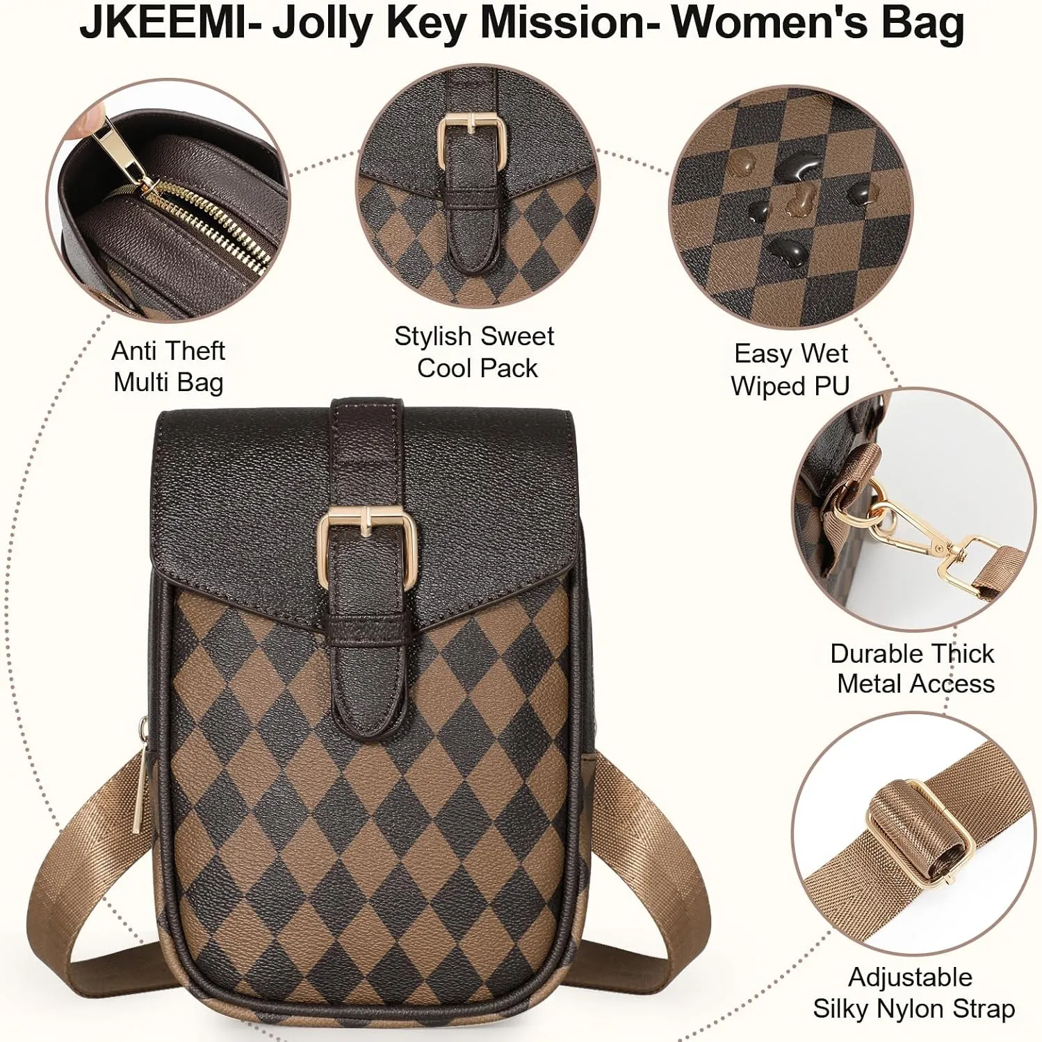 Small Cross Body Bags for Women 2024 Faux Leather 5 Position Wear Fanny Pack Brown Waist Belt Bag for Travel Daily Use