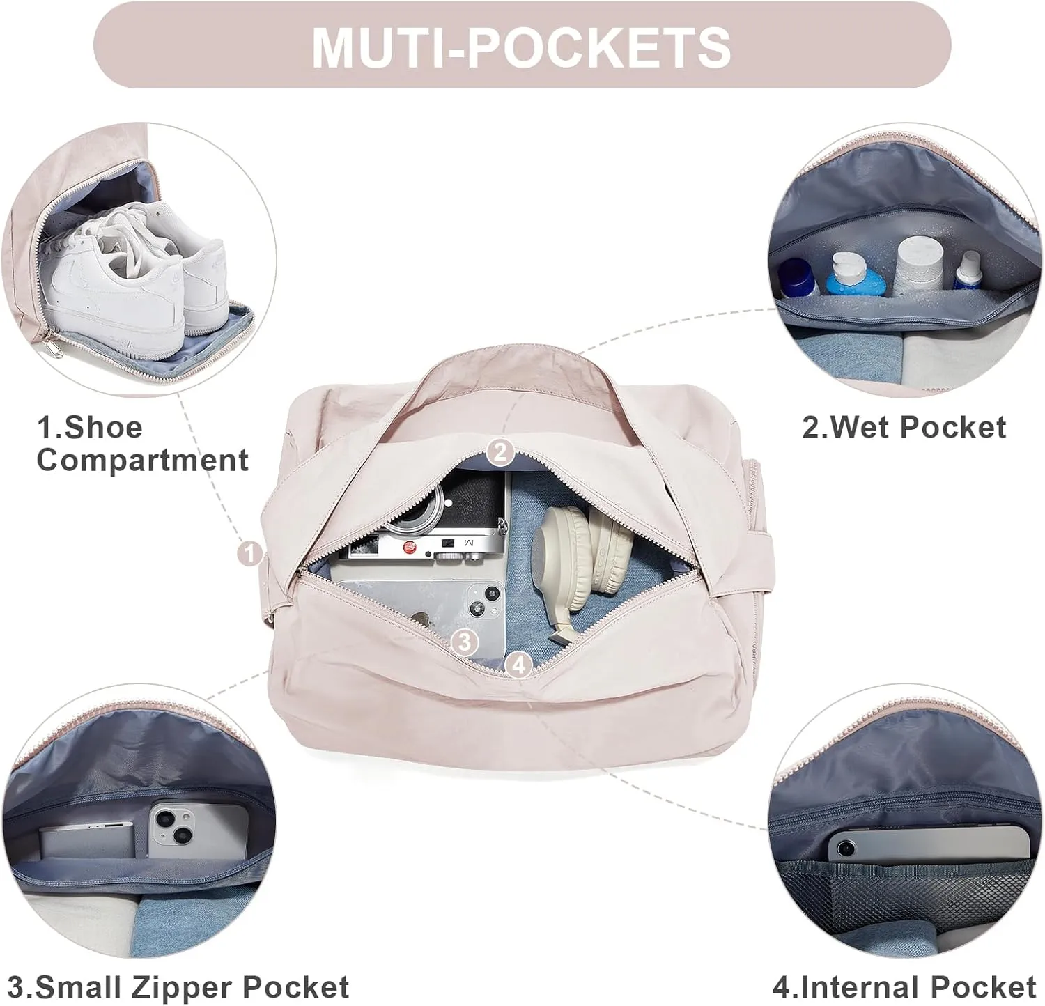 Small Gym Bag for Women Lightweight Carry on Gym Tote Bag, Workout Sport Duffle Bag with Shoe Compartment,Crossbody Shoulder Travel Bag for Swim, Yoge, Dance