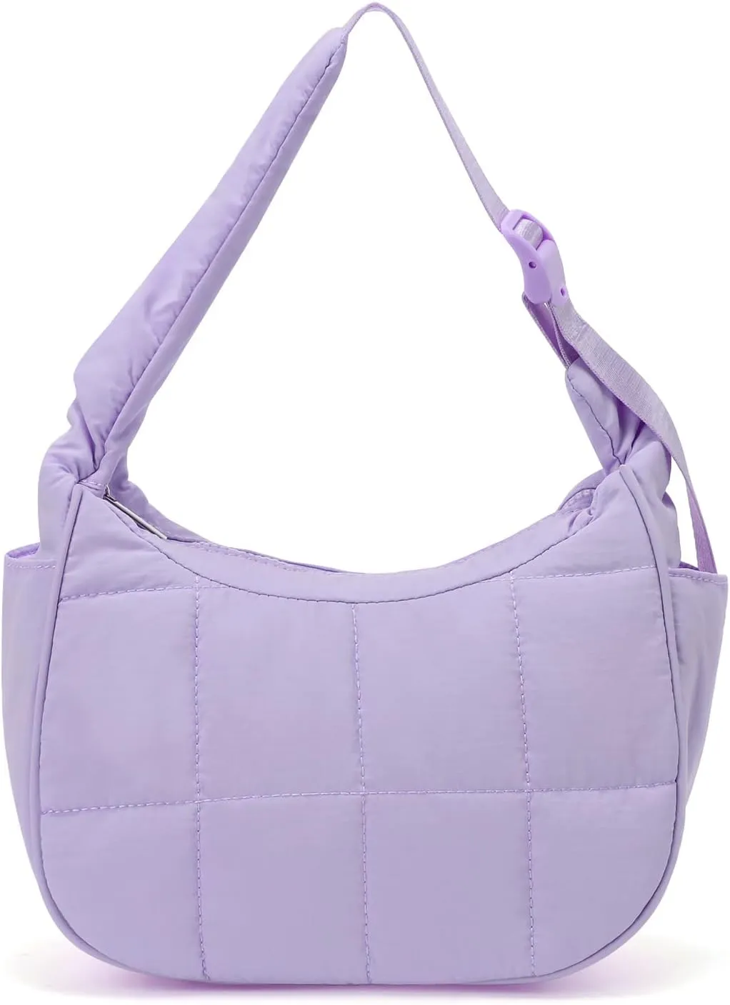 Small Puffer Crescent Underarm Shoulder Bag for Women, Nylon Quilted Purses Handbags with Adjustable Strap