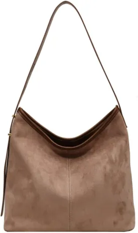 Tote Bag for Women Suede Classic Top-handle Shoulder Bags Slouchy Hobo Crossbody Bag Retro College Work Purse Handbag