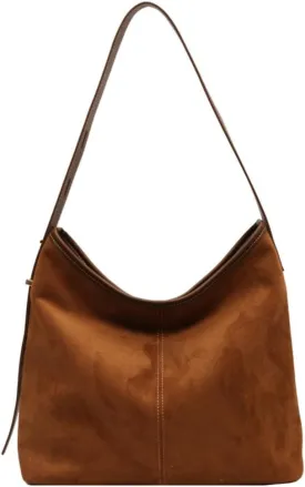 Tote Bag for Women Suede Classic Top-handle Shoulder Bags Slouchy Hobo Crossbody Bag Retro College Work Purse Handbag